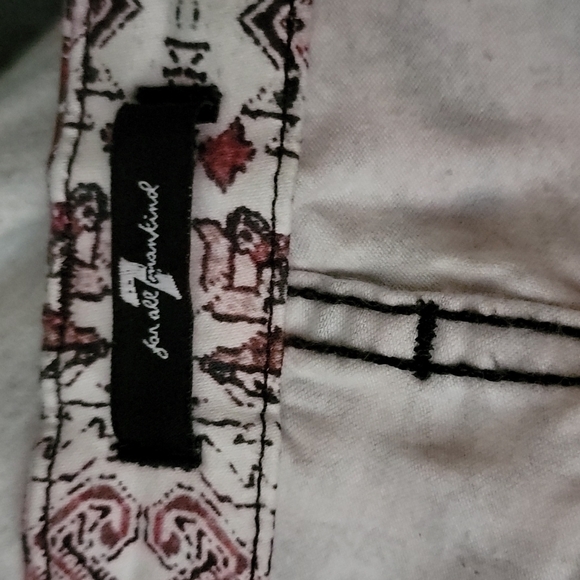 7FAMK Paisley Midrise Skinny Jeans Size 27 Pink Red - Picture 2 of 5